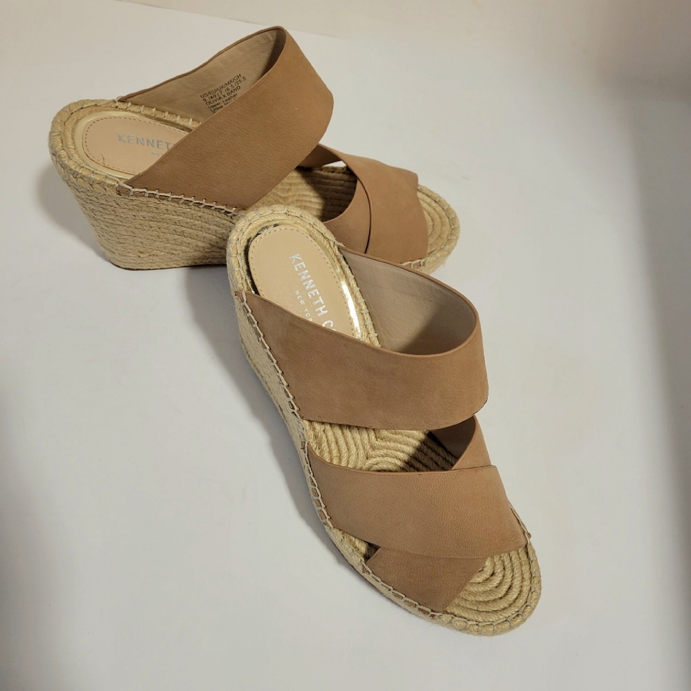 Kenneth Cole slip on espadrille wedge with crisscross straps size 9